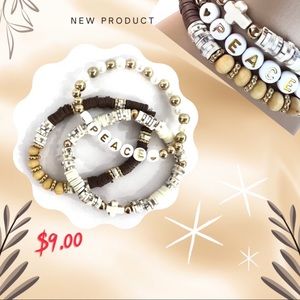 Natural Stone Cross and Peace Beads Bracelet